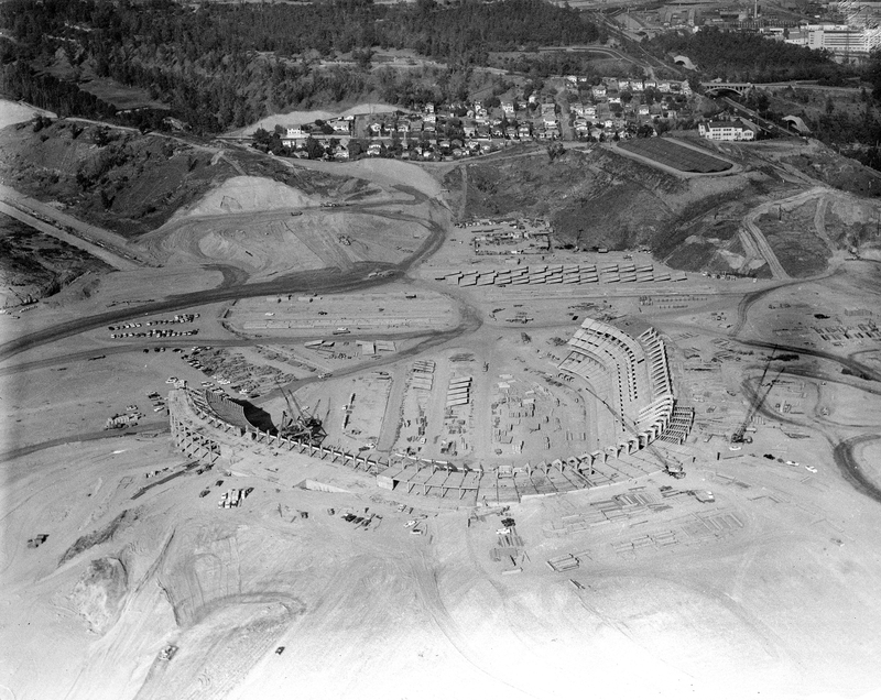 Dodger Stadium under construction, May 1960. Photo credit: AP